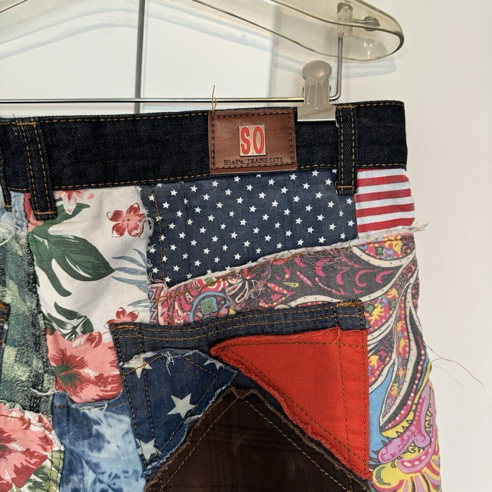 Blepa Patchwork Multicolor Patterns Fabric Button… - image 5